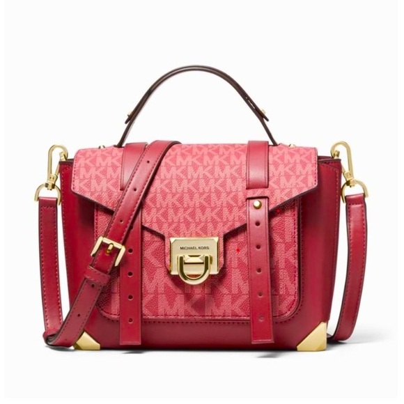 MK Manhattan Leather Logo Satchel NWT - Picture 1 of 9